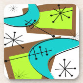 Atomic Era Geïnspireerd Boemerang-ontwerp Bier Onderzetter (Voorkant)