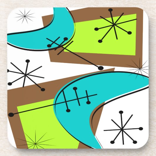 Atomic Era Geïnspireerd Boemerang-ontwerp Bier Onderzetter (Voorkant)