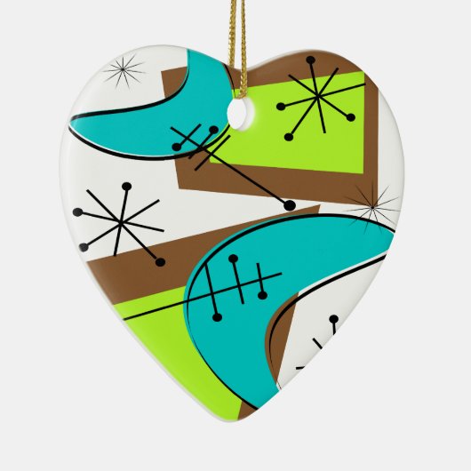 Atomic Era Geïnspireerd Boemerang-ontwerp Keramisch Ornament (Rechts)