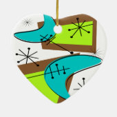 Atomic Era Geïnspireerd Boemerang-ontwerp Keramisch Ornament (Achterkant)