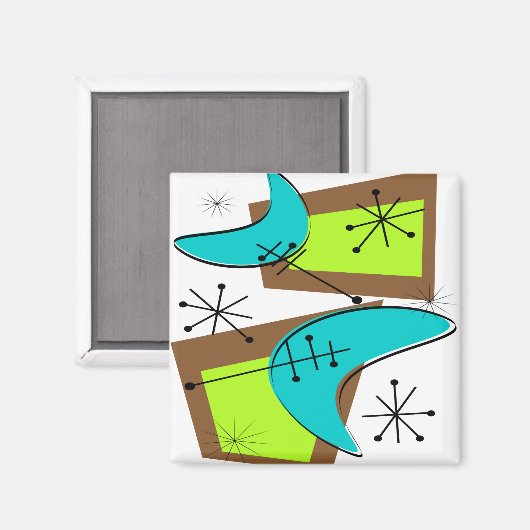 Atomic Era Geïnspireerd Boemerang-ontwerp Magneet (Voorkant / Achterkant)