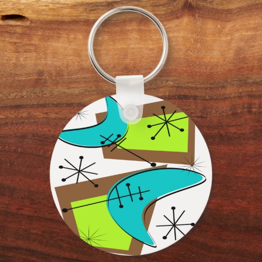 Atomic Era Geïnspireerd Boemerang-ontwerp Sleutelhanger (Voorkant)