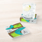 Atomic Era Geïnspireerd Boomerang Design Sandstone Glazen Onderzetter (Schuin)