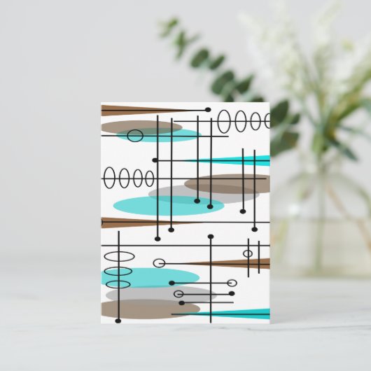 Atomic Era Geïnspireerd middenklasseontwerp 13 Briefkaart (Staand voorkant)