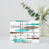 Atomic Era Geïnspireerd middenklasseontwerp 13 Briefkaart (Staand voorkant)