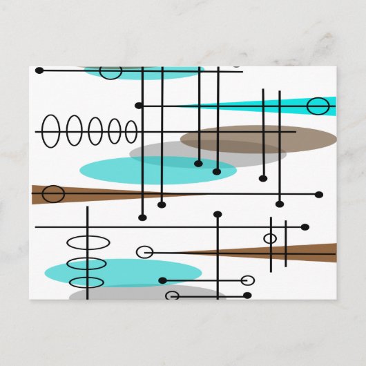 Atomic Era Geïnspireerd middenklasseontwerp 13 Briefkaart (Voorkant)