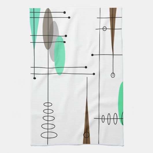 Atomic Era Geïnspireerd middenklasseontwerp 14 Theedoek (Verticaal)