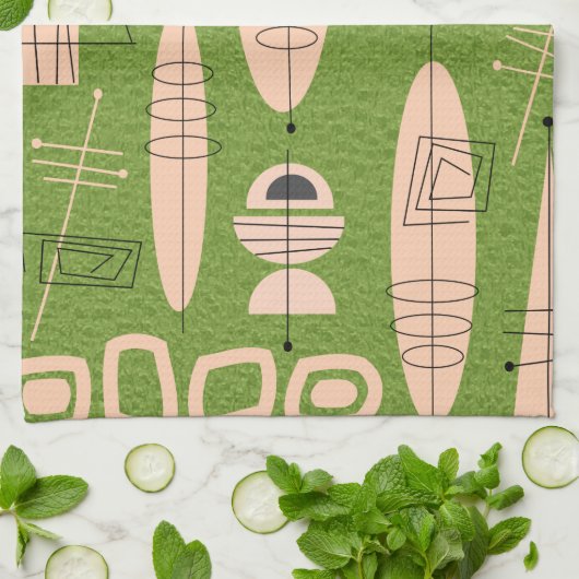 Atomic Era Geïnspireerd Placemat #1B Theedoek (Gevouwen)