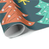 Atomic Era kerstbomen Kitsch Dark Cadeaupapier (Rol Hoek)