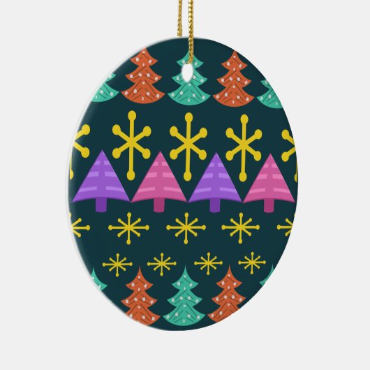 Atomic Era kerstbomen Kitsch Dark Keramisch Ornament (Rechts)