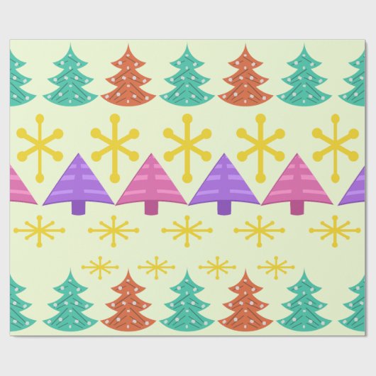 Atomic Era kerstbomen Kitsch Light Cadeaupapier (Vlak)