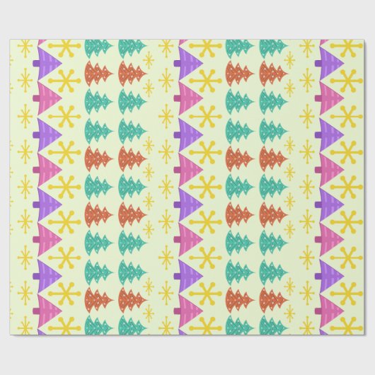 Atomic Era kerstbomen Kitsch Light Cadeaupapier (Vlak)