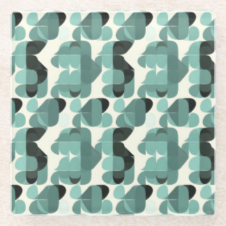 Atomic Era  MCM Mid Century Modern Blauwgroen Glazen Onderzetter