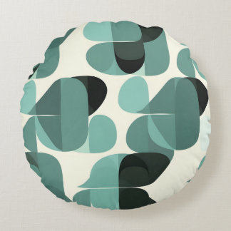 Atomic Era MCM Mid Century Modern Blauwgroen Rond Kussen