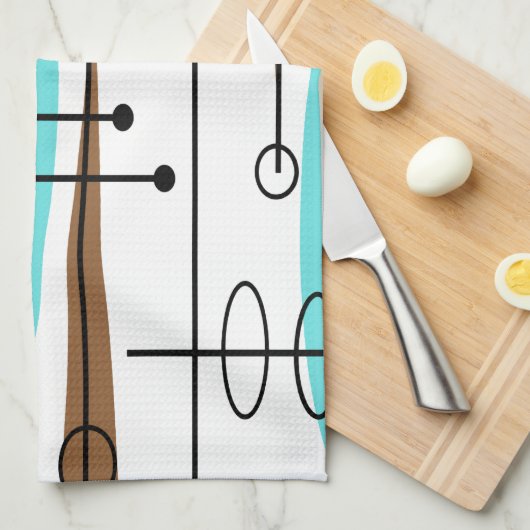 Atomic Era Mid-Century Modern Abstract Theedoek (Quarter Fold)