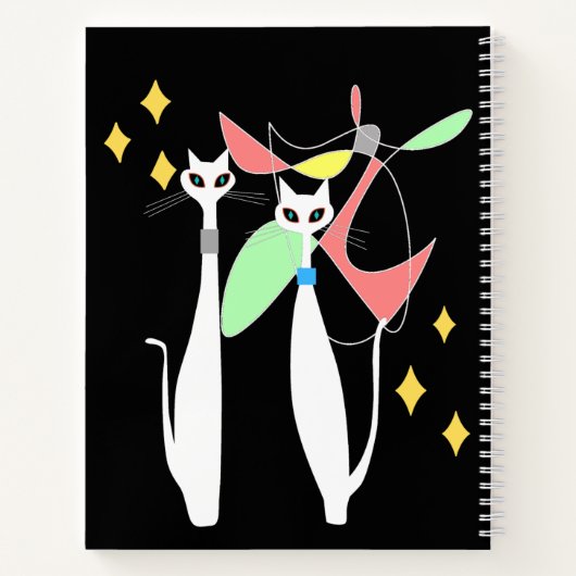 Atomic Era Mid Century Modern Cool Cat Mobile Notitieboek (Achterkant)