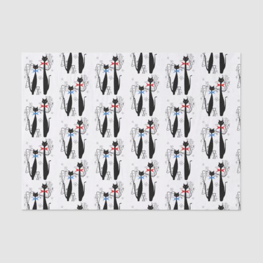 Atomic Era mid Century Modern Cool Cat Paar Tissuepapier (Voorkant)