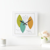 Atomic Era Ornamenten midden eeuw modern Vierkante Klok (Huis)