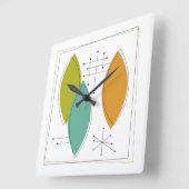 Atomic Era Ornamenten midden eeuw modern Vierkante Klok (Hoek)