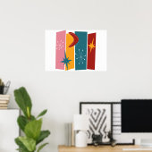 Atomic Era Rechthoeken Boomerang Starburst Mid Mod Poster (Thuiskantoor)