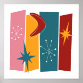 Atomic Era Rechthoeken Boomerang Starburst Mid Mod Poster (Voorkant)