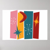 Atomic Era Rechthoeken Boomerang Starburst Mid Mod Poster (Voorkant)