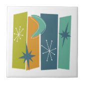 Atomic Era Rechthoeken Boomerang Sterren Mid Mod Tegeltje (Voorkant)