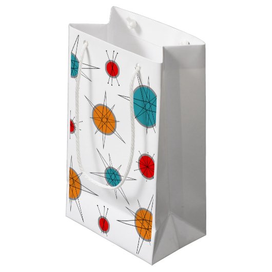 Atomic Era Retro Planets Klein Cadeauzakje (Voorkant Gekanteld)