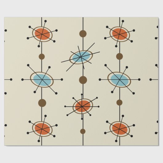 Atomic Era Satellites Cadeaupapier (Vlak)