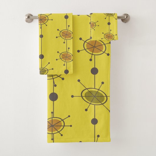 Atomic Era Satellites Chartreuse Bad Handdoek (Insitu)
