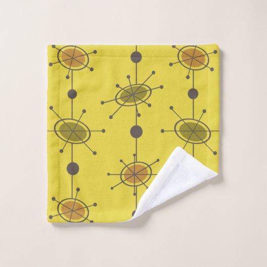 Atomic Era Satellites Chartreuse Bad Handdoek (Wasdoekje)