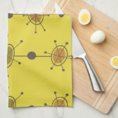 Atomic Era Satellites Chartreuse Theedoek (Quarter Fold)