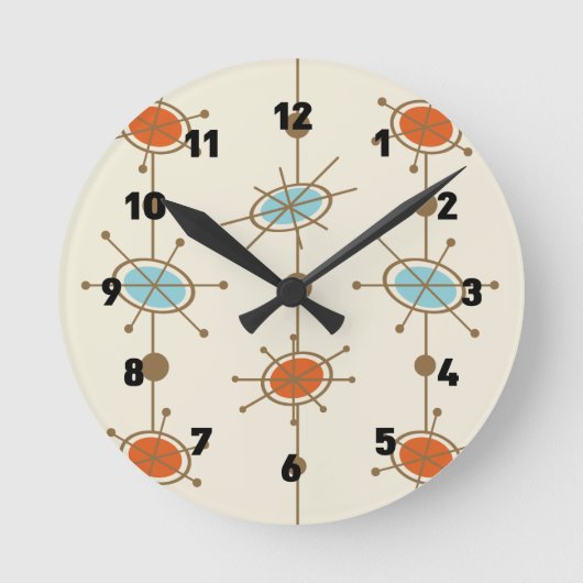 Atomic Era Satellites Ronde Klok (Voorkant)