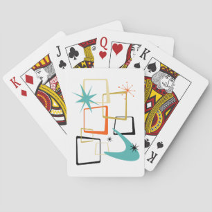 Atomic Era Squares Boomerang Starburst Midden eeuw Pokerkaarten