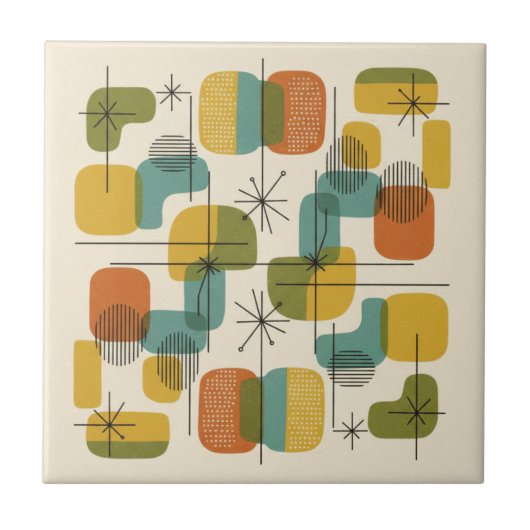 Atomic Era Starburst and Rounded Shapes #4 ID1224 Tegeltje (Voorkant)