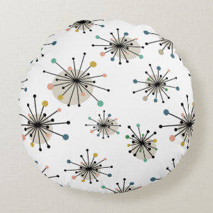 Atomic Era Starburst Patroon Mid Century Modern Rond Kussen