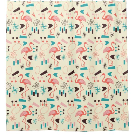 Atomic Flamingo Douchegordijn (Voorkant)