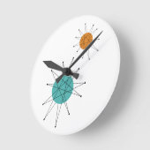 Atomic Franciscan Starburst Turquoise Sinaasappel Ronde Klok (Hoek)