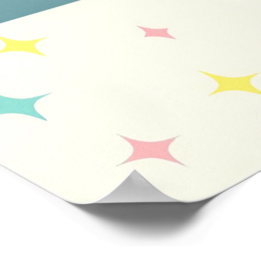 Atomic Futuristic Big Fins Coupe Car Poster (Hoek)