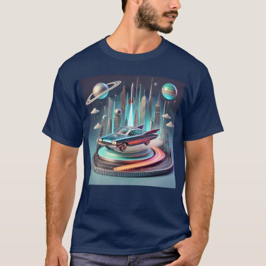 Atomic Futuristic Big Fins Coupe Car T-shirt (Voorkant)