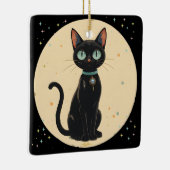 Atomic Futuristic Black Cat Moon Keramisch Ornament (Rechts)