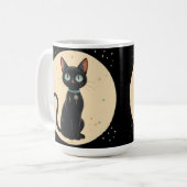 Atomic Futuristic Black Cat Moon Koffiemok (Voorkant links)