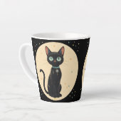 Atomic Futuristic Black Cat Moon Latte Mok (Linkerhoek)