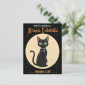 Atomic Futuristic Black Cat Moon met tekst Briefkaart (Staand voorkant)