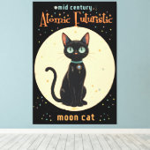 Atomic Futuristic Black Cat Moon met tekst Canvas Afdruk (Insitu (Houten vloer))