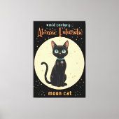 Atomic Futuristic Black Cat Moon met tekst Canvas Afdruk (Voorkant)