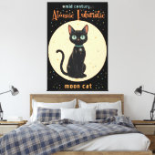Atomic Futuristic Black Cat Moon met tekst Canvas Afdruk (Insitu (Slaapkamer))