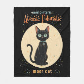 Atomic Futuristic Black Cat Moon met tekst Fleece Deken (Voorkant)