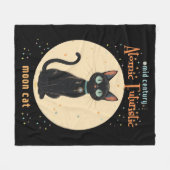 Atomic Futuristic Black Cat Moon met tekst Fleece Deken (Voorkant (Horizontaal))