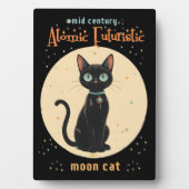 Atomic Futuristic Black Cat Moon met tekst Fotoplaat (voorkant)